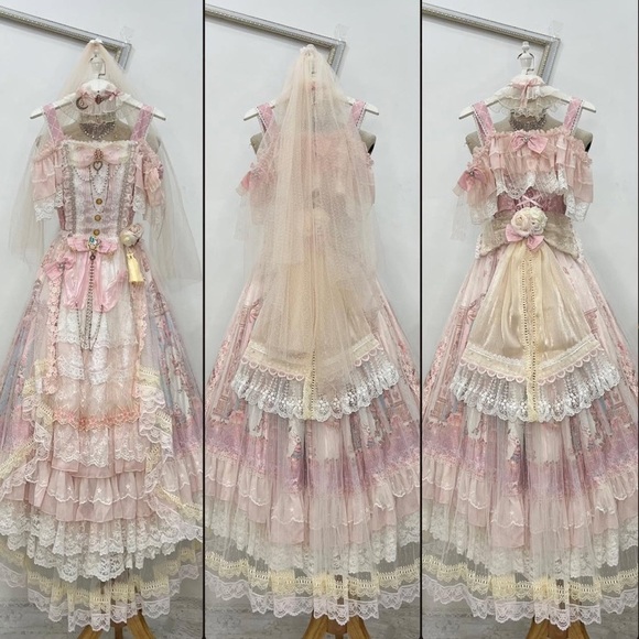 ✨Rare Find ✨Sweet Lolita Pink Lace Dress - Picture 8 of 14